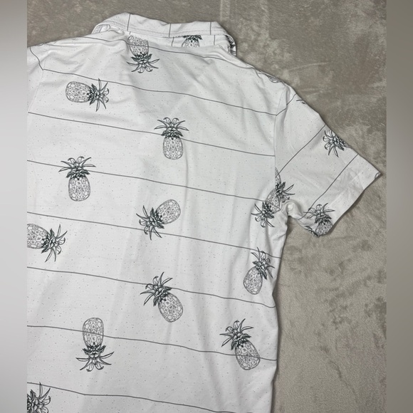 Travis Mathew Men’s Pineapple White Grey Striped Golf Athleisure Polo Size Large - Picture 11 of 15